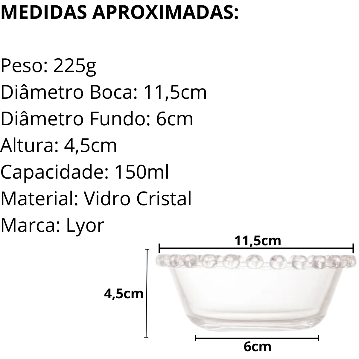 Tigela Bowl Raso borda 150ml Vidro - A Gourmet