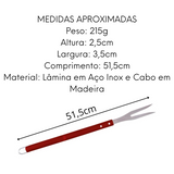 Garfo Para Churrasco de Aço inox e Cabo de Madeira - A Gourmet