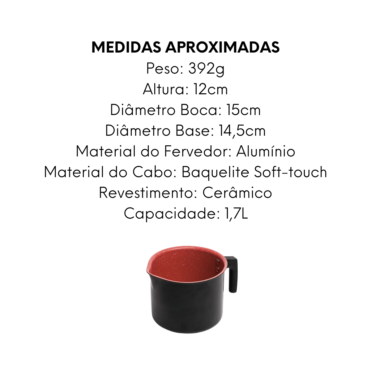 Leiteira de Alumínio de Indução Revestimento Cerâmico - A Gourmet