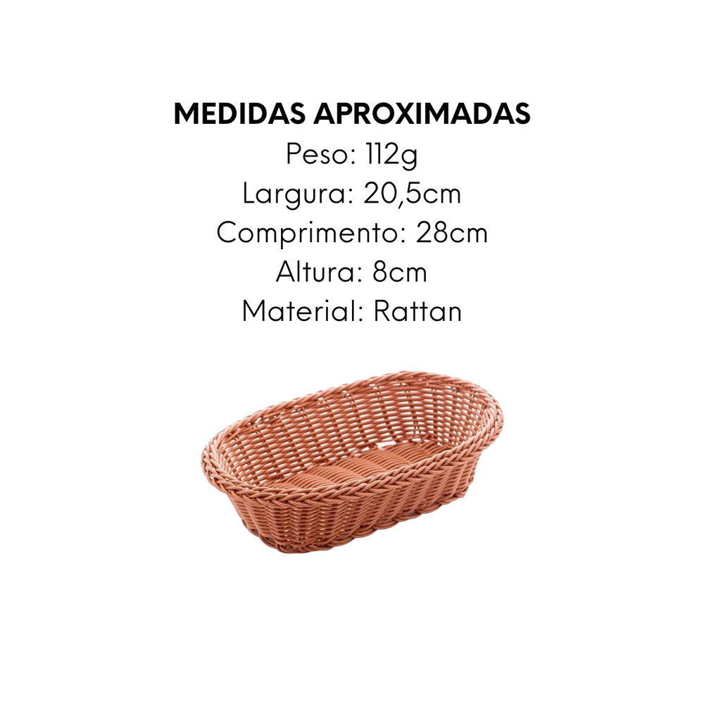 Cesta Rattan Plastico Oval Para Pães Lyor