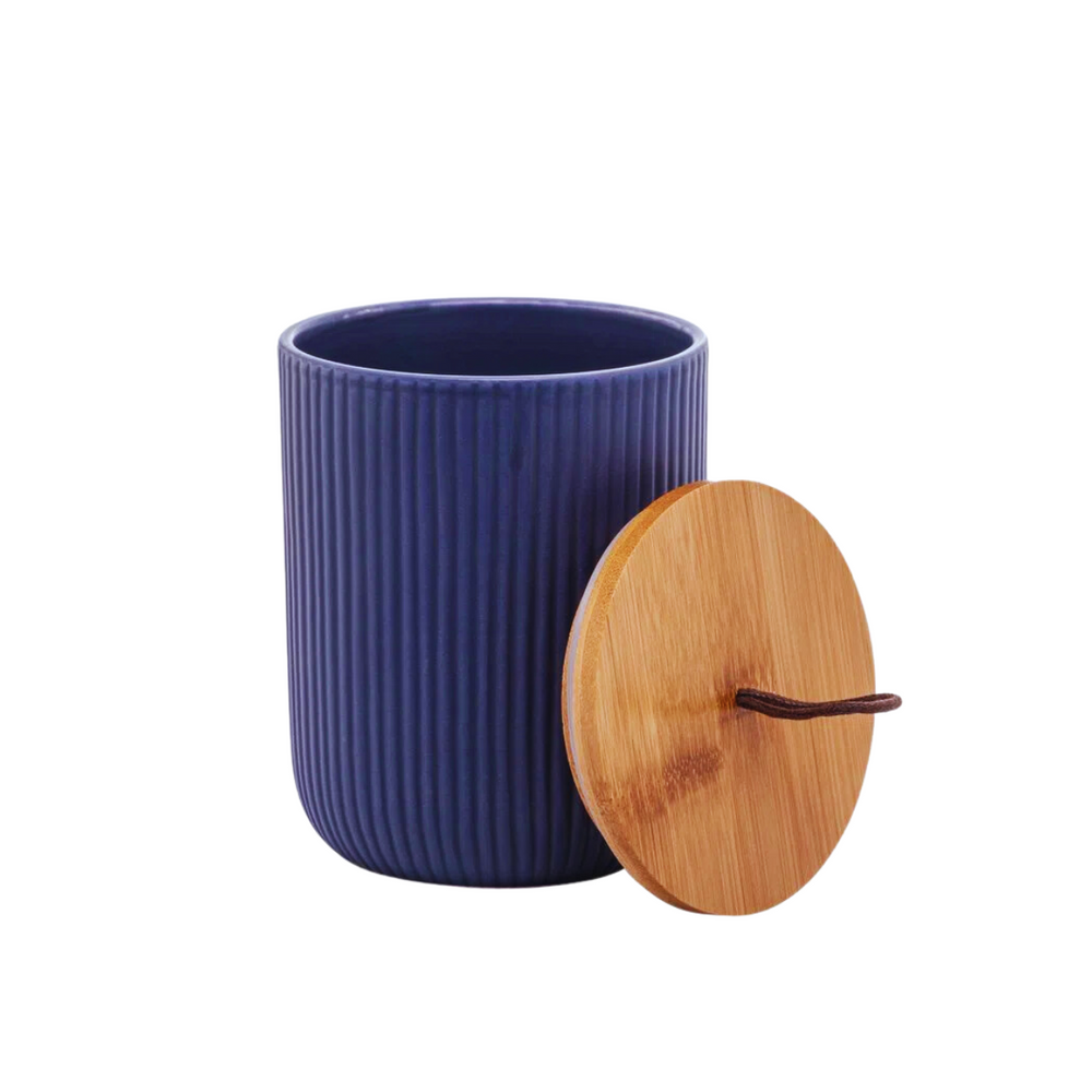 Potiche de Ceramica Com Tampa de Bambu Lyor