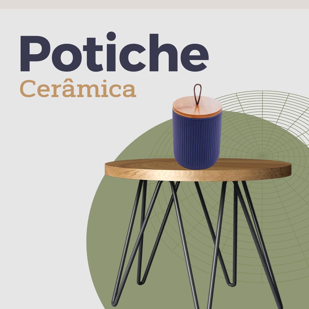Potiche de Ceramica Com Tampa de Bambu Lyor
