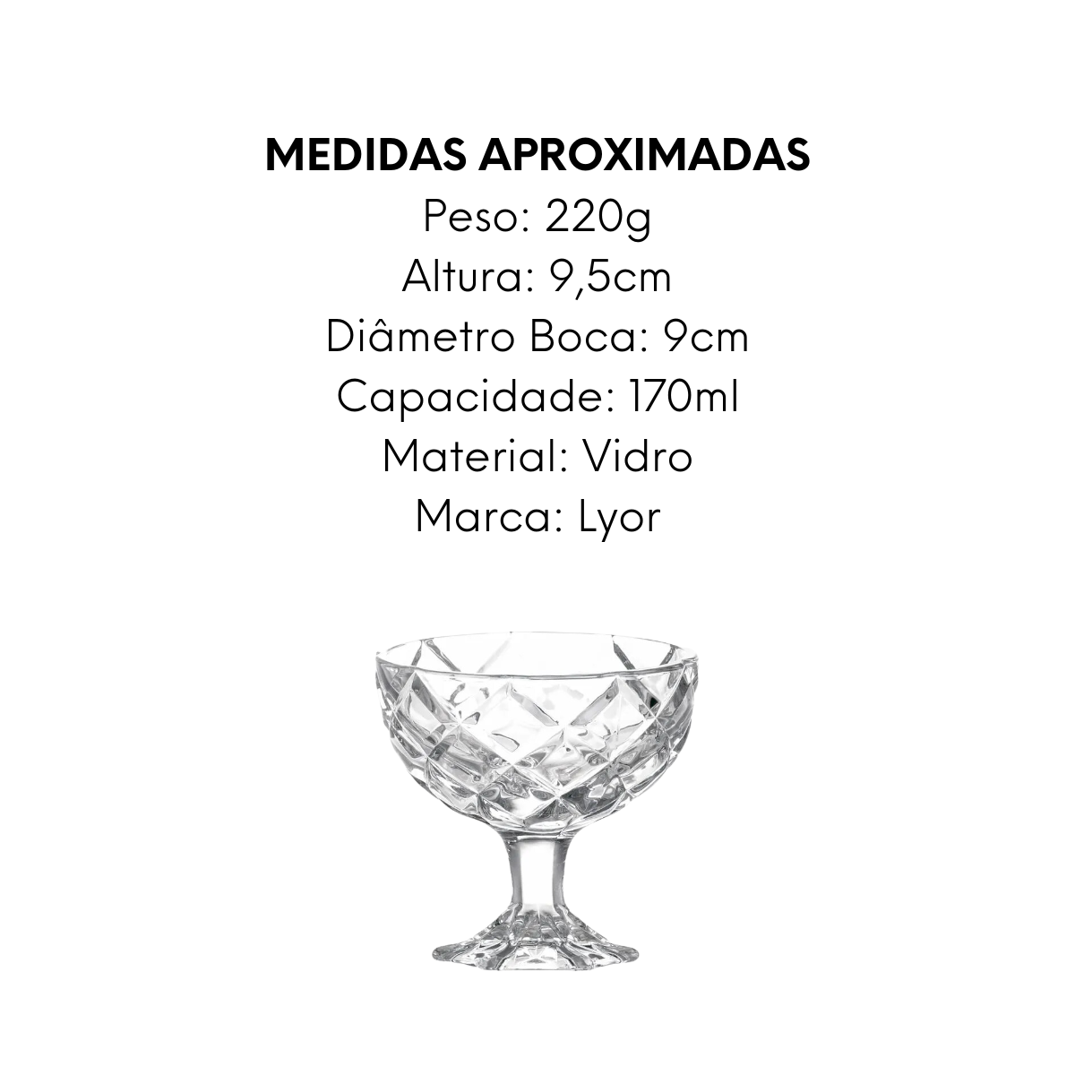 Taça Sobremesa Lyor de Vidro 170ml - A Gourmet