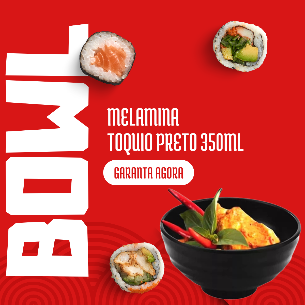 Tigela Bowl Melamina Tóquio Preto - A Gourmet