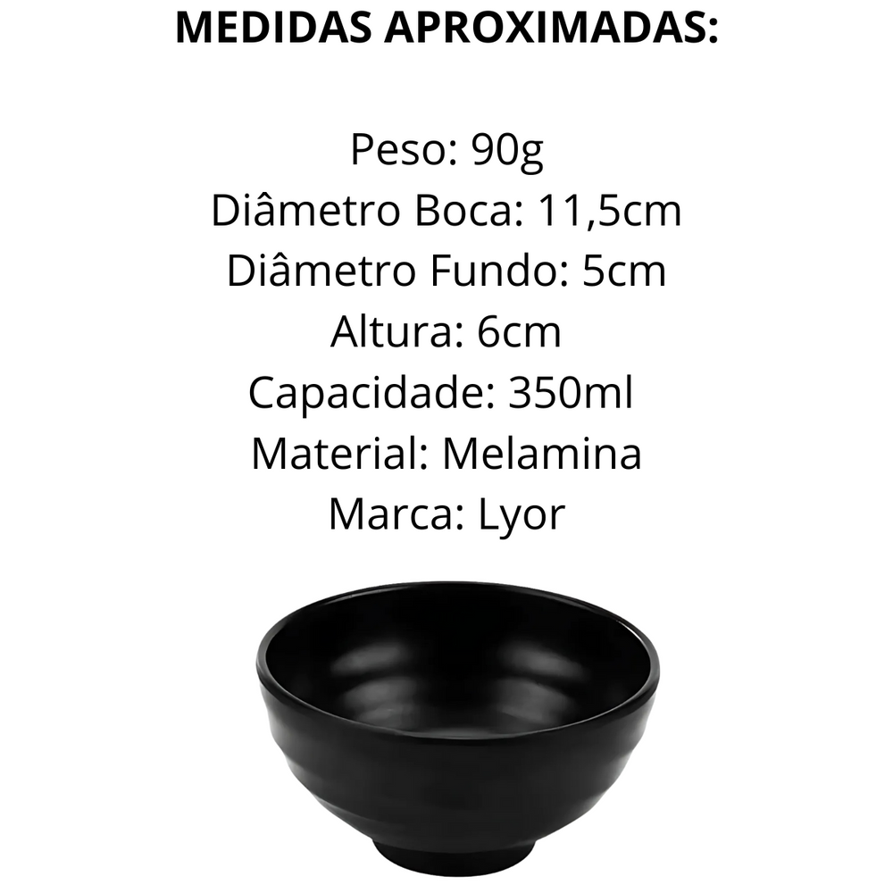 Tigela Bowl Melamina Tóquio Preto - A Gourmet