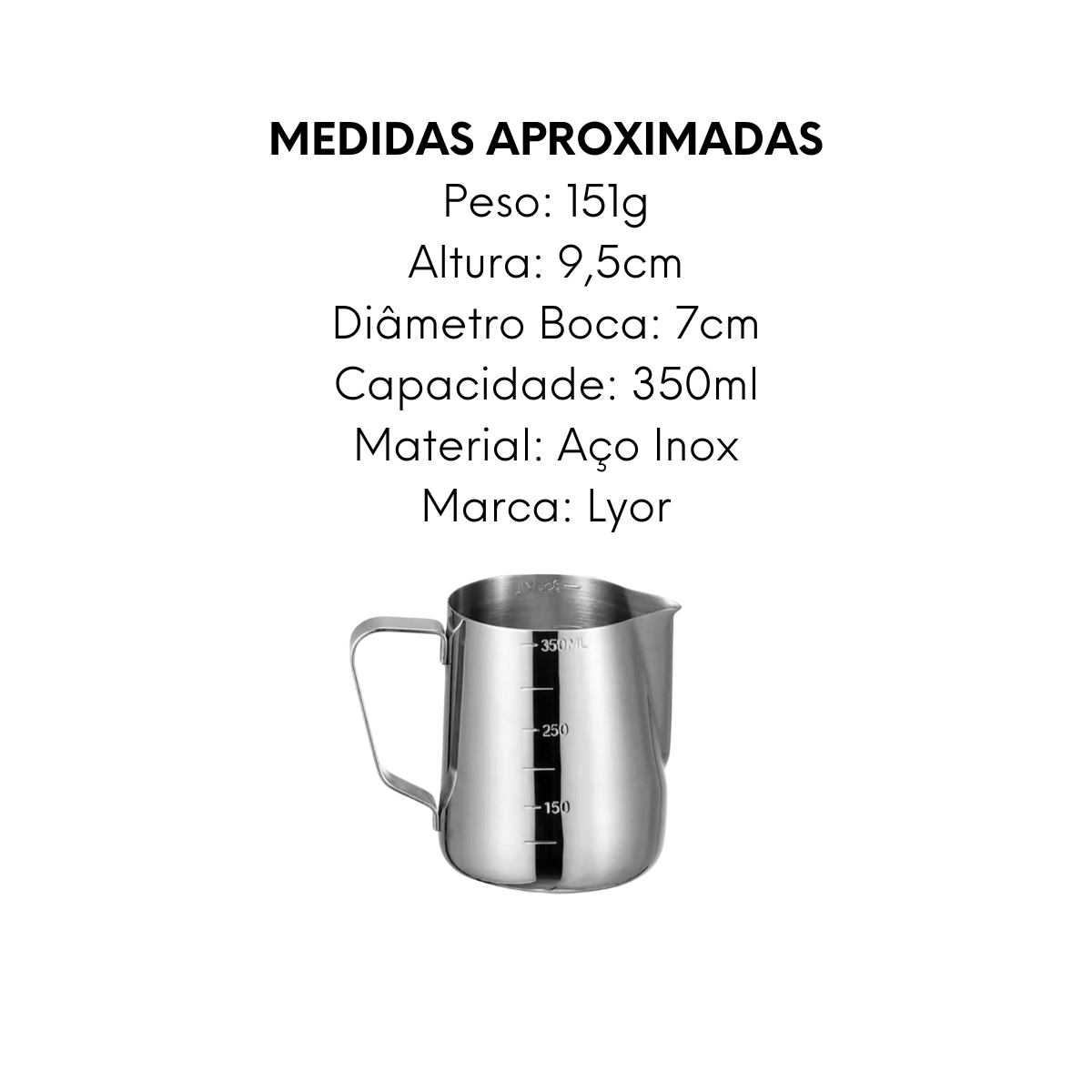 Leiteira de Aço inox 350ml - A Gourmet