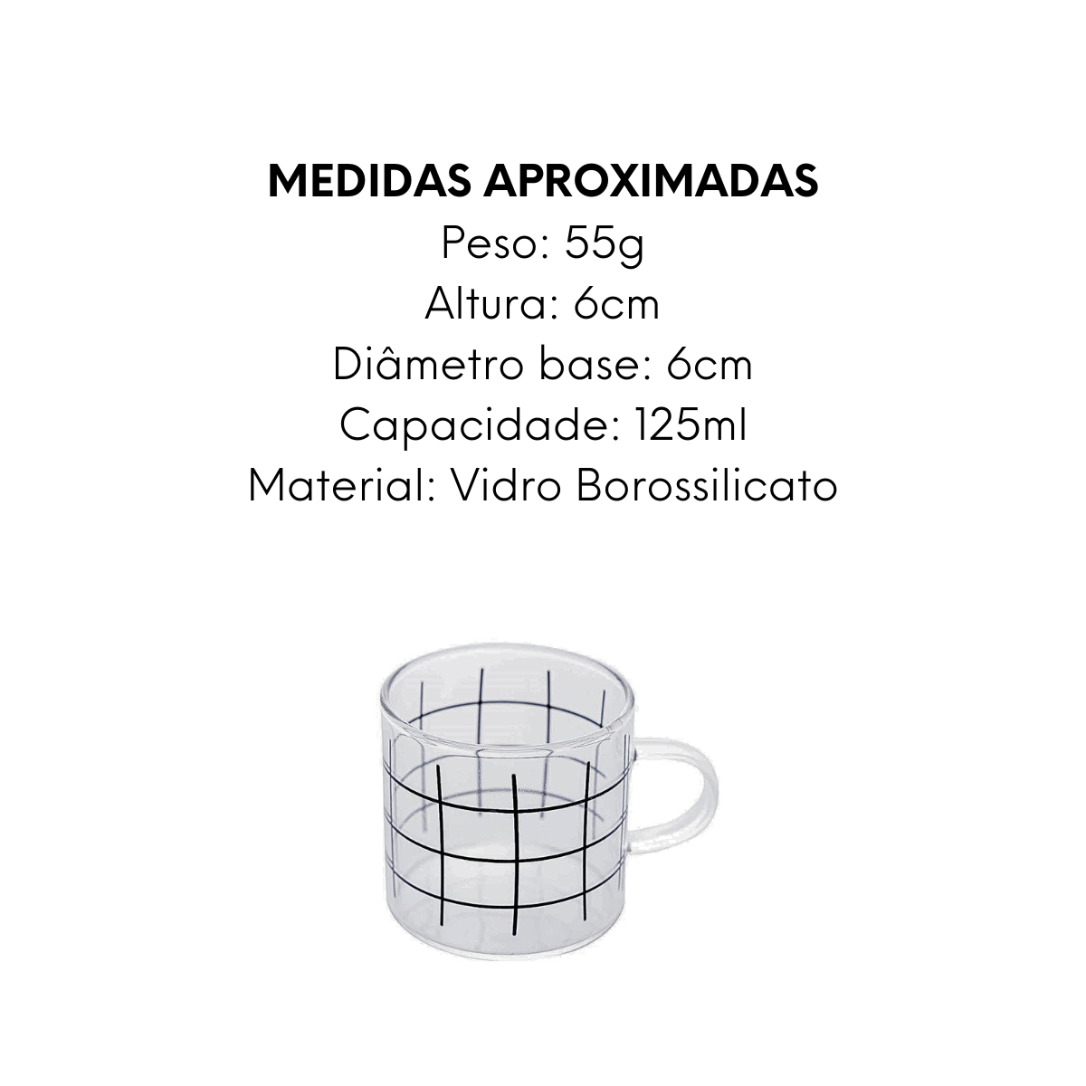Caneca de Vidro Stripes 125ml Lyor