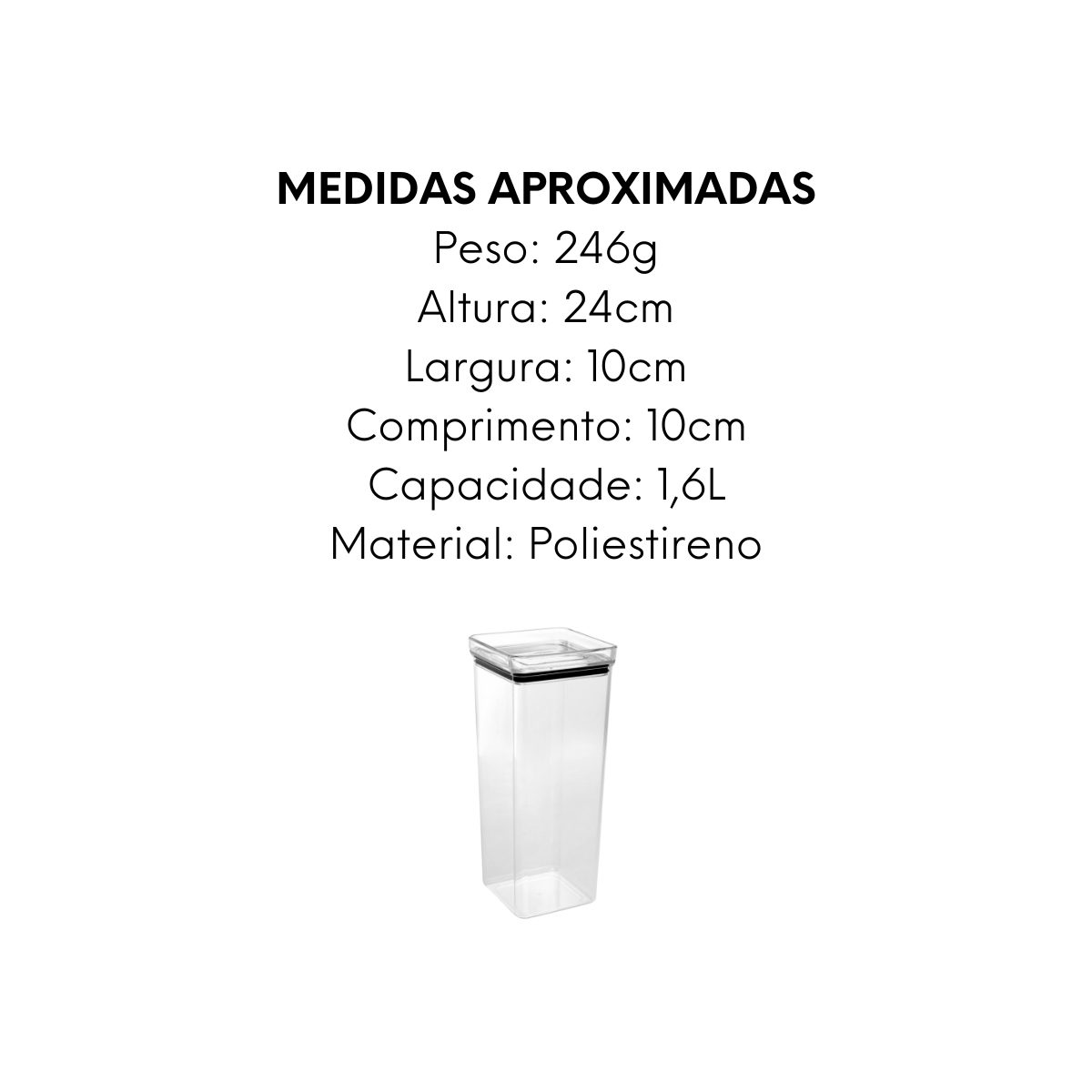 Pote Hermético Lyor 1,6L de Poliestileno - A Gourmet