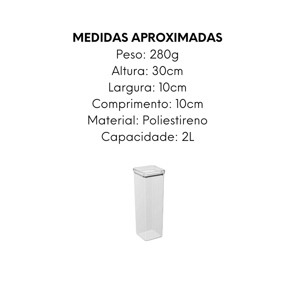 Pote Hermético 30cm de Poliestileno 2L - A Gourmet
