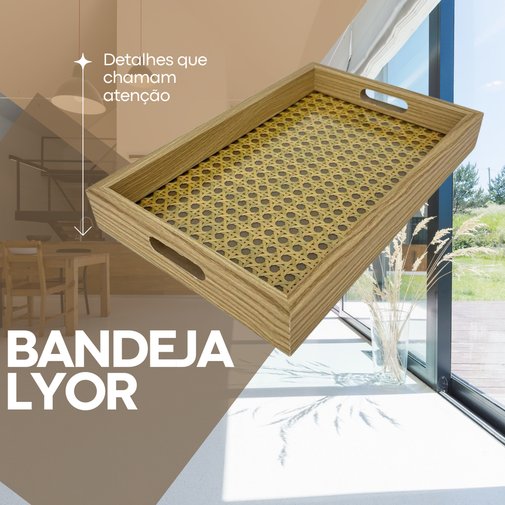 Bandeja Retangular 40cm MDF Lyor - A Gourmet