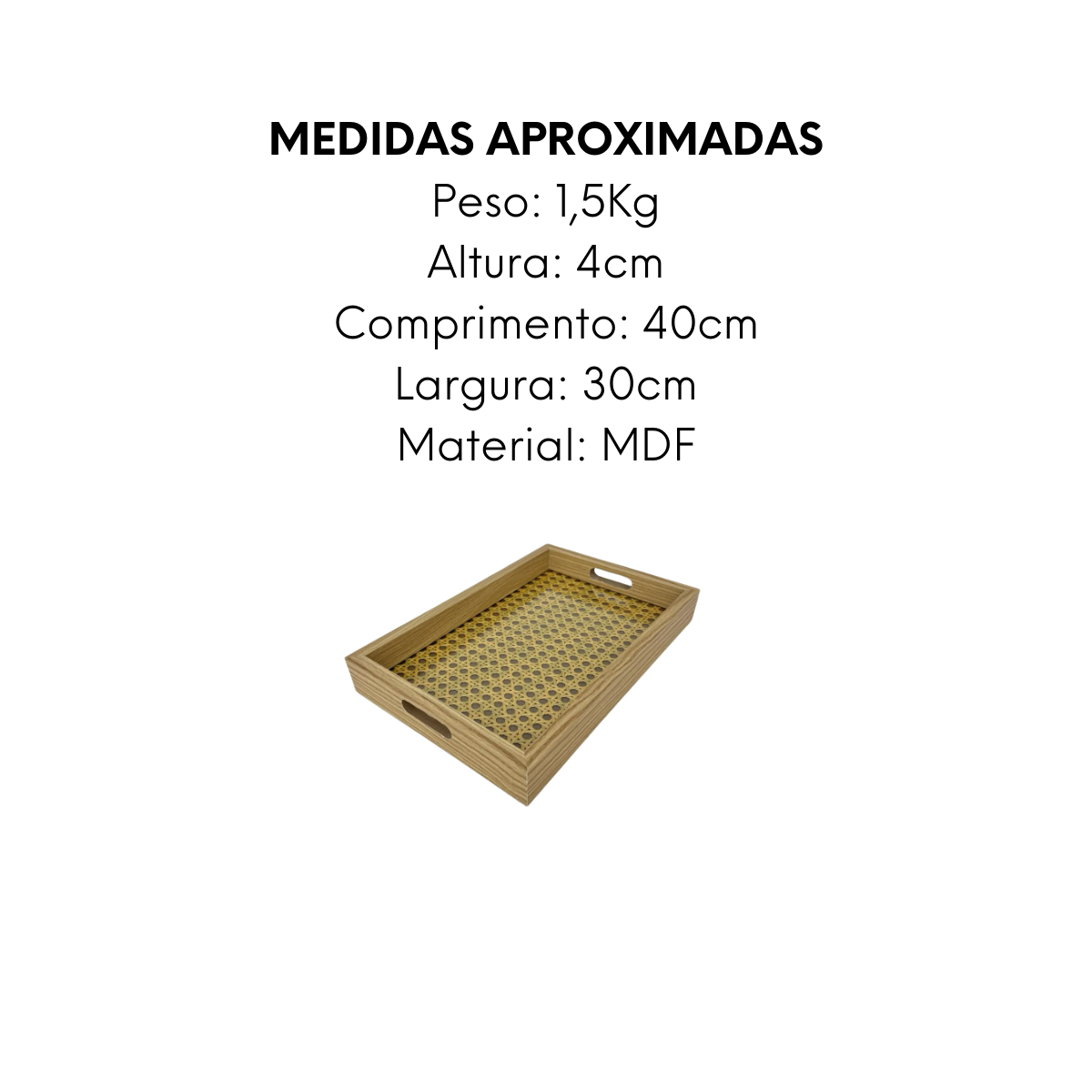 Bandeja Retangular 40cm MDF Lyor - A Gourmet
