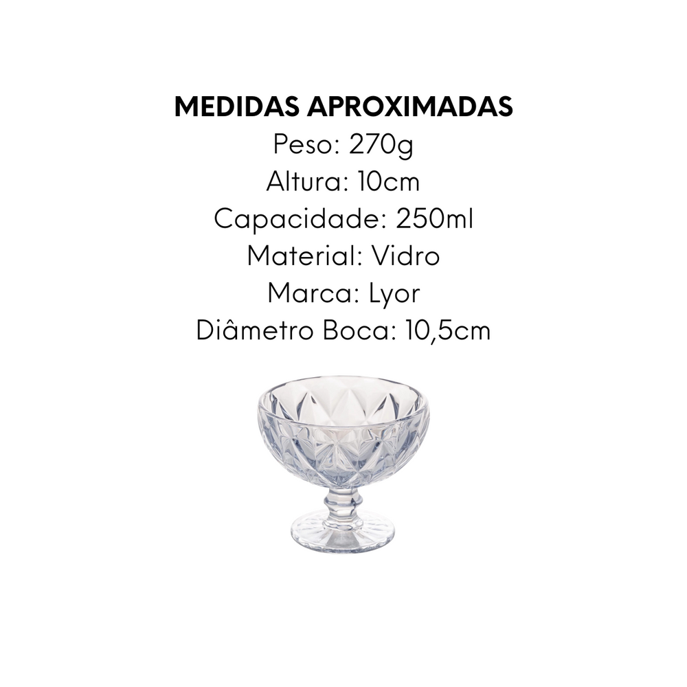 Taça de Vidro Para Sobremesa Diamond - A Gourmet