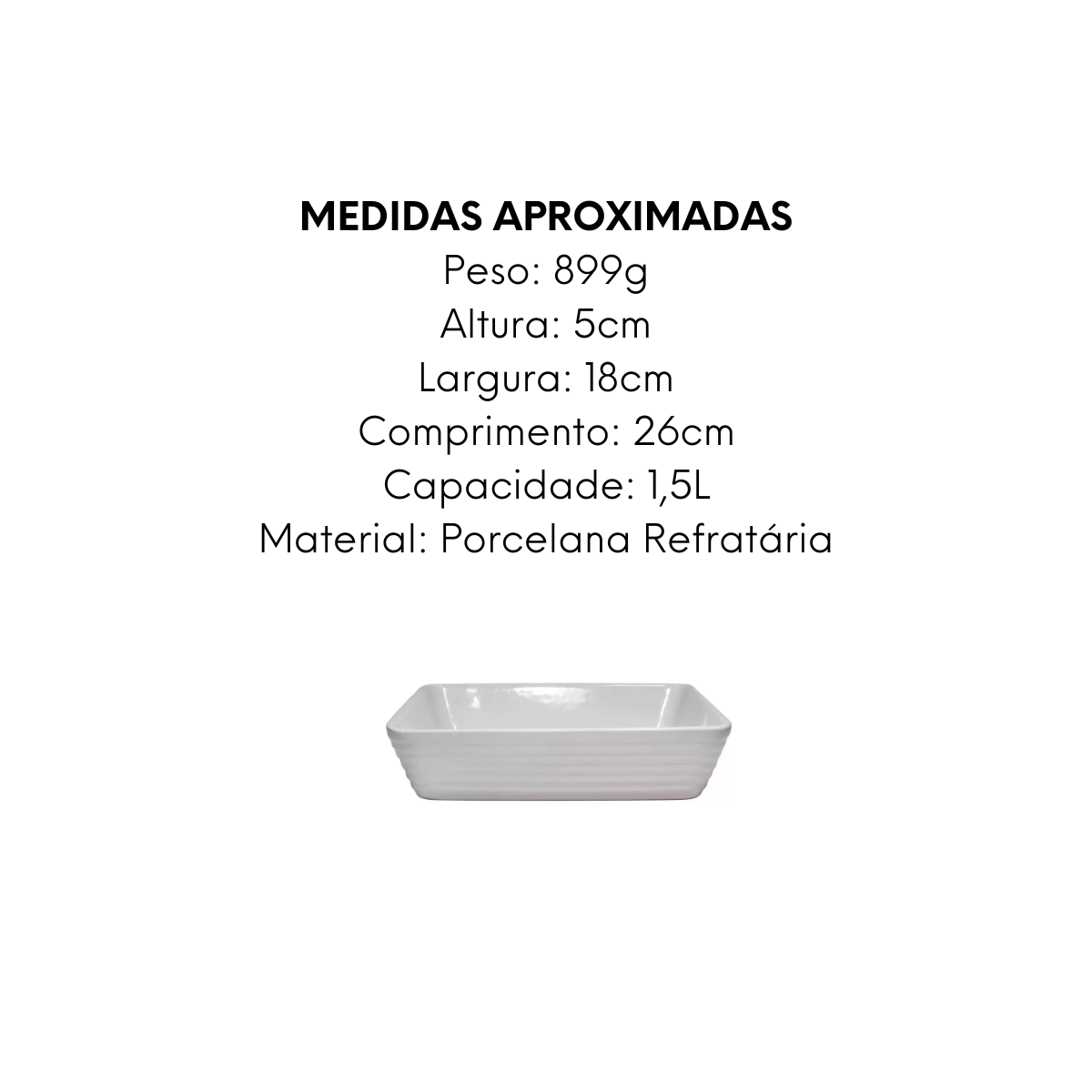Refratario de Porcelana Linea 1,5L - A Gourmet