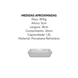 Refratario de Porcelana Linea 1,5L - A Gourmet
