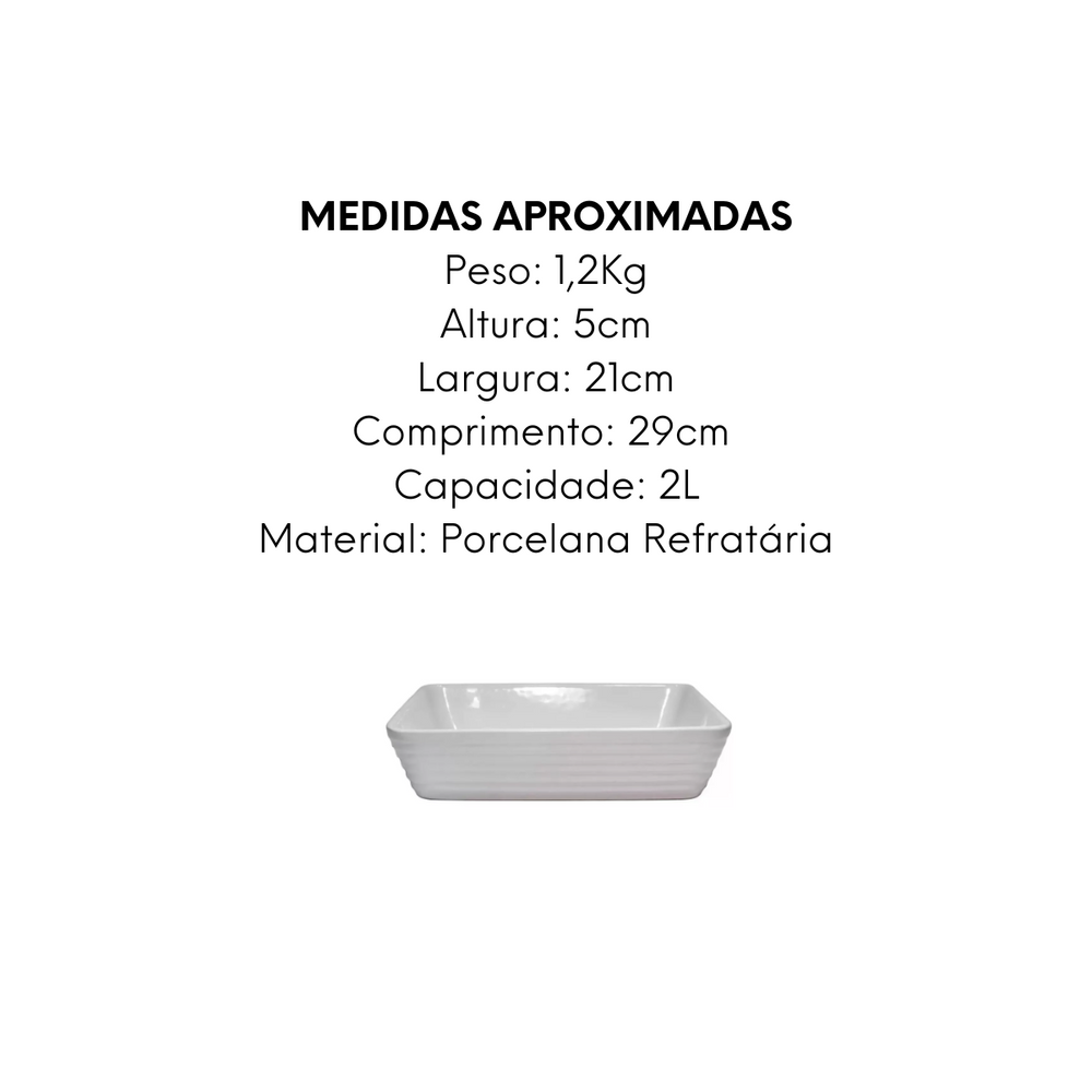 Travessa Refrataria de Porcelana Linea 2L - A Gourmet