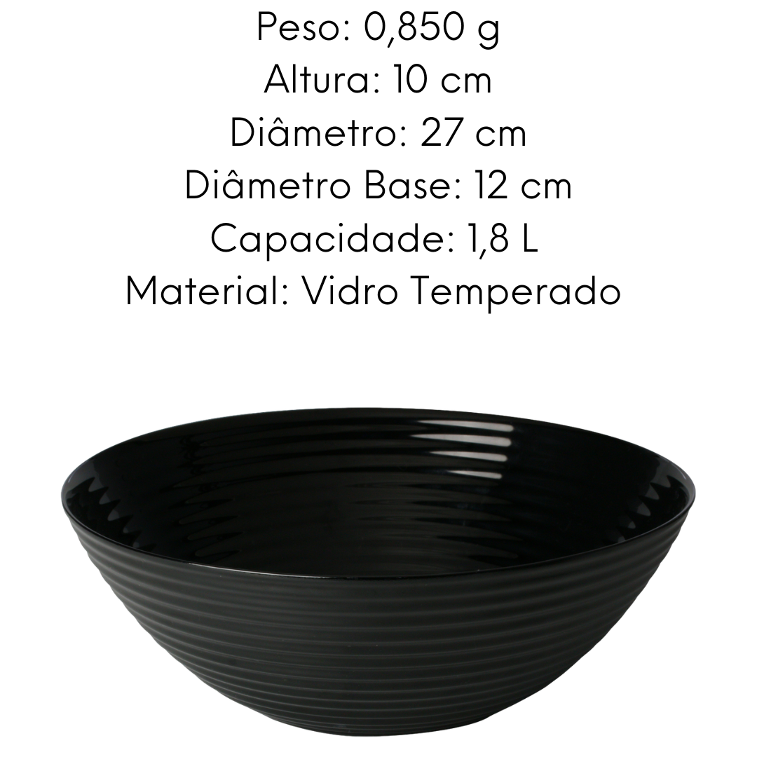 Tigela Bowl de Vidro Harena Black - A Gourmet