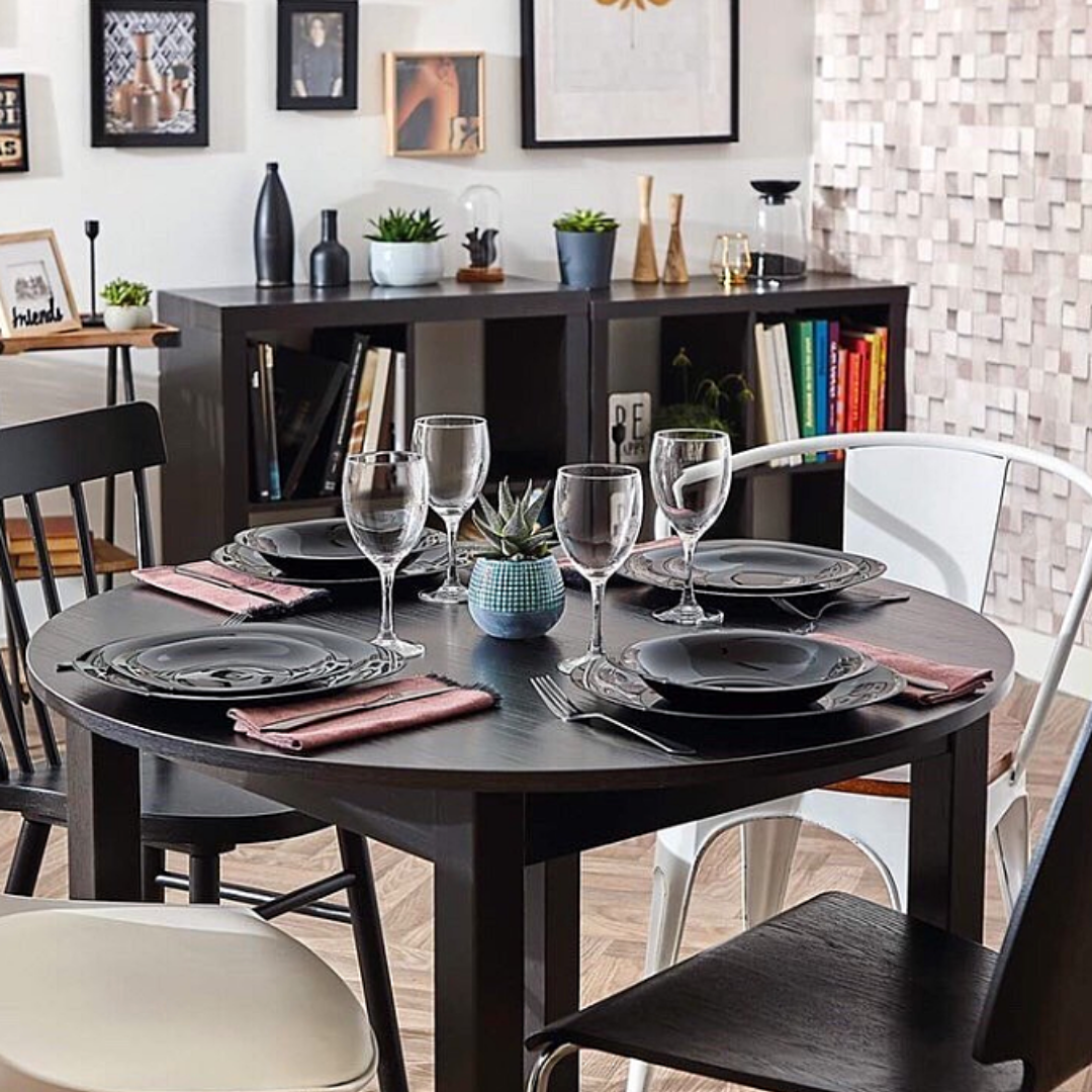 Prato Raso Carine Noir Preto 27cm Vidro Temperado Day Home