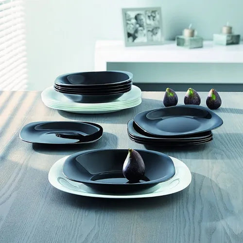Prato Fundo Carine Noir Luminarc Preto Vidro Temperado Day Home