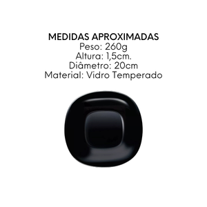 Prato Sobremesa Preto 19cm Carine Noir Day Home