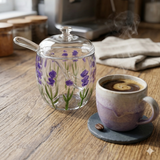 Açucareiro Vidro Com Tampa e Colher Lavanda