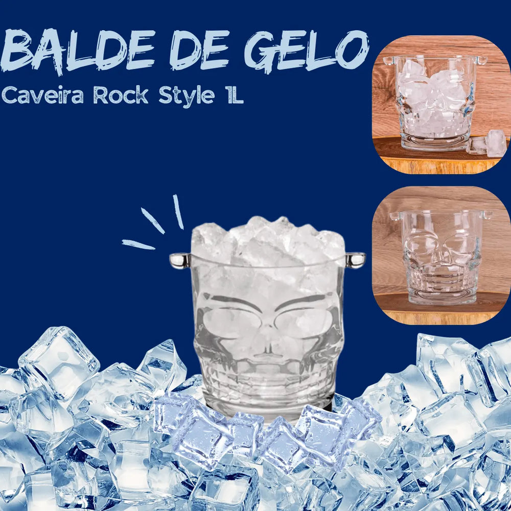Balde Gelo Caveira Vidro 1L Lyor