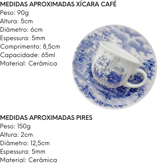 Xicara de Café Com Pires 65ml Donna Cena Inglesa