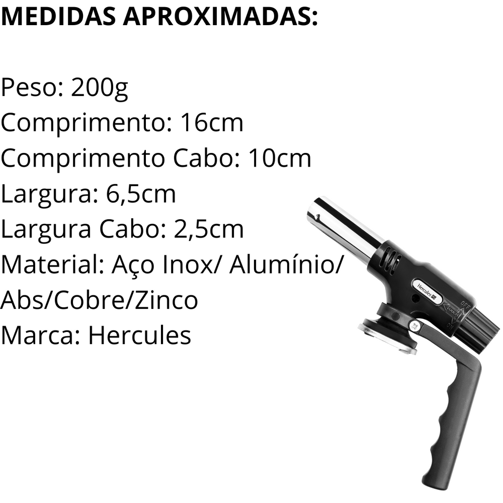 Maçarico Preto Hercules Aço Inox - A Gourmet