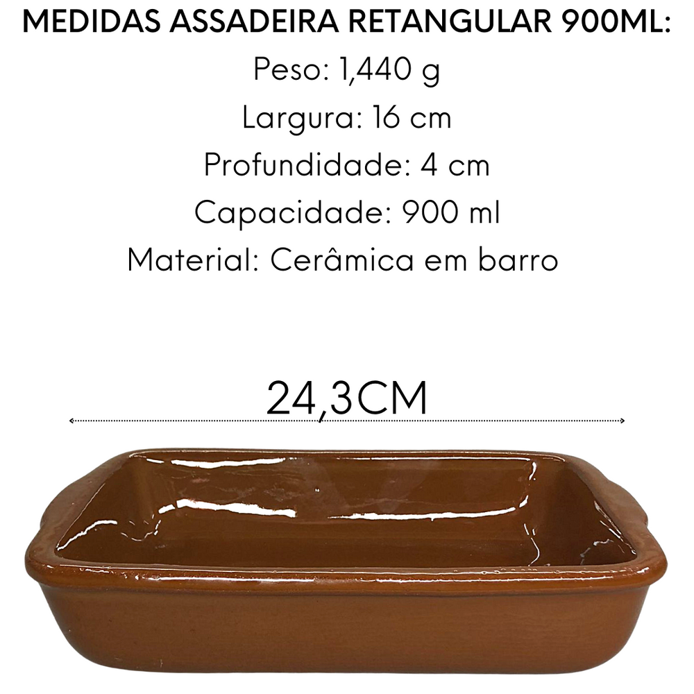 Assadeira Retangular Marrom N2 900ML LaFaenza