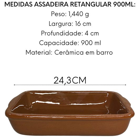 Assadeira Retangular Marrom N2 900ML