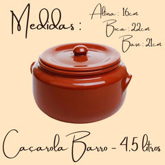 Caçarola Barro Nº4 Rústica 4,5L | Perfeita para Feijoada Motta