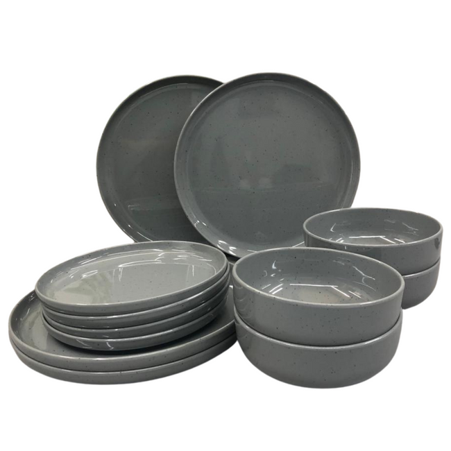 Jogo Jantar 12 Peças Melamina Areia Cinza Gourmet Mix Hover Image