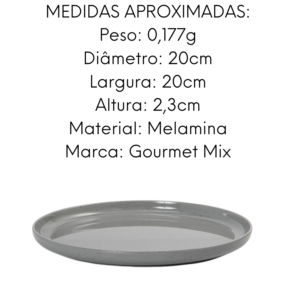 Jogo Jantar 12 Peças Melamina Areia Cinza Gourmet Mix