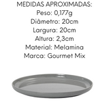 Jogo Jantar 12 Peças Melamina Areia Cinza Gourmet Mix