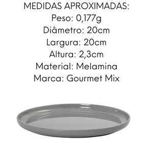 Jogo Jantar 12 Peças Melamina Areia Cinza Gourmet Mix