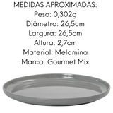 Jogo Jantar 12 Peças Melamina Areia Cinza Gourmet Mix
