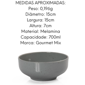 Jogo Jantar 12 Peças Melamina Areia Cinza Gourmet Mix