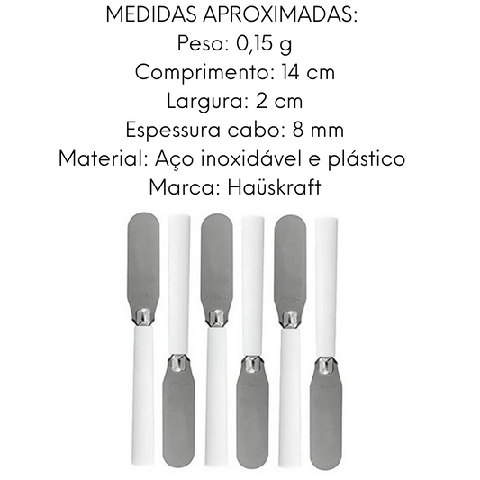 Conjunto 6 Espátula em Aço Inox Branco