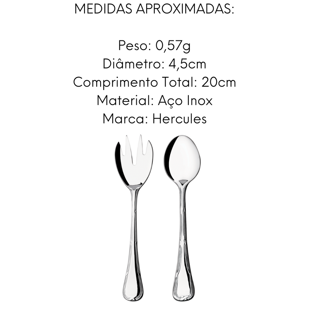Talher Salada 2 Peças Croise Aço Inox Hercules