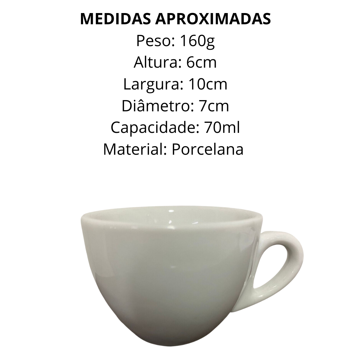 Conjunto 6 Xicara de Café Coquinho Jundiai Sem Pires BelaVista