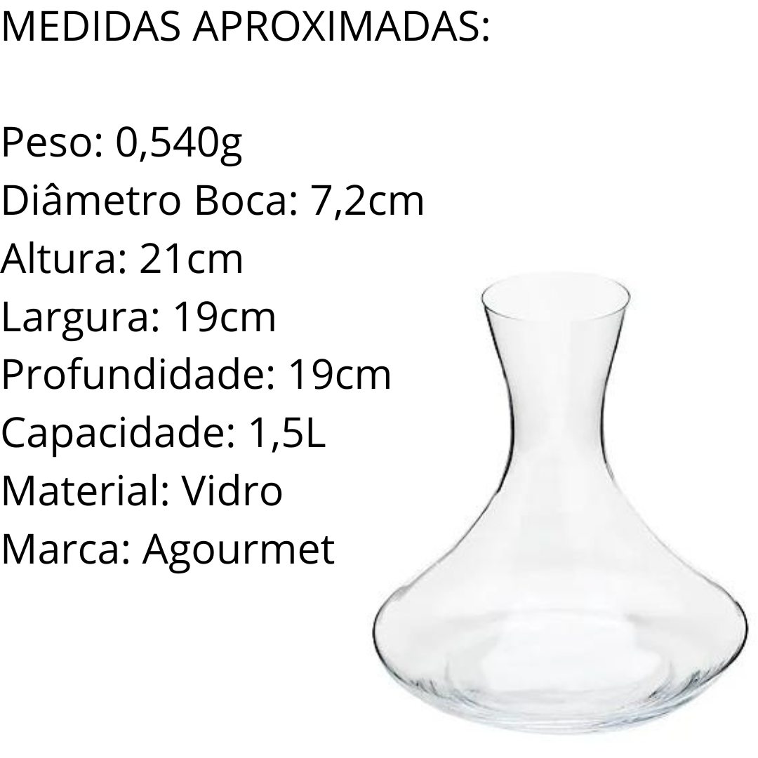 Decanter de Vinho Viola de Vidro 1,5L A Gourmet