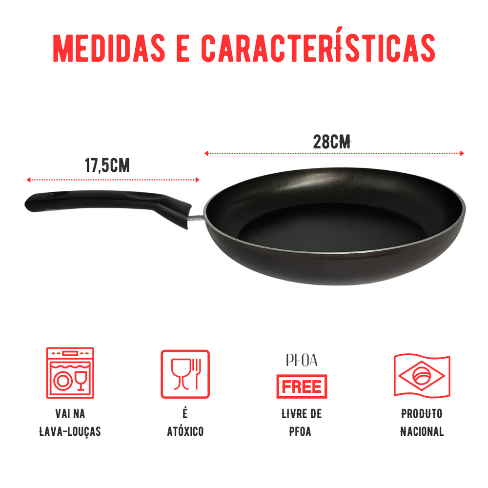 Frigideira Antiaderente Preta N28 - A Gourmet
