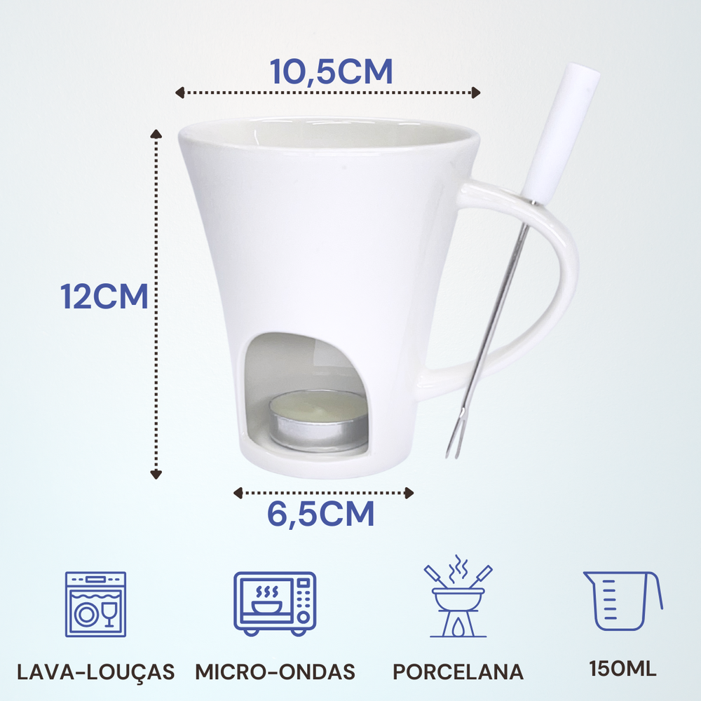 Caneca de Fondue com Garfo e Vela - A Gourmet