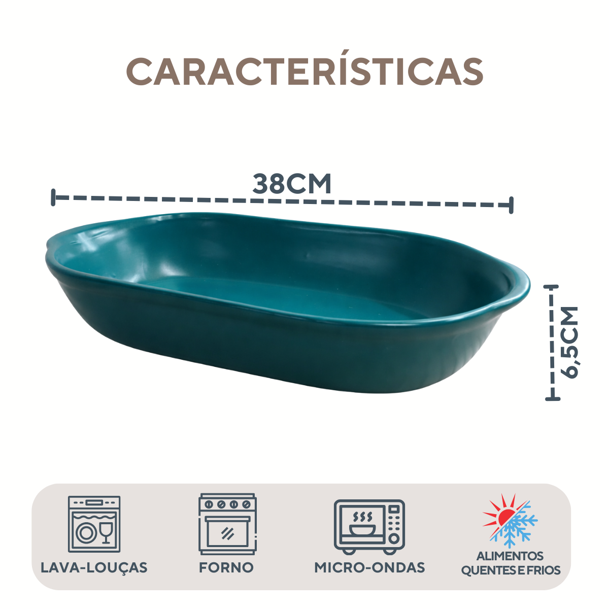 Travessa Oval G Jade de Cerâmica 2,3L