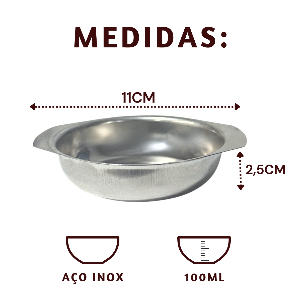 Mini Tigela Aço Inox 100ml