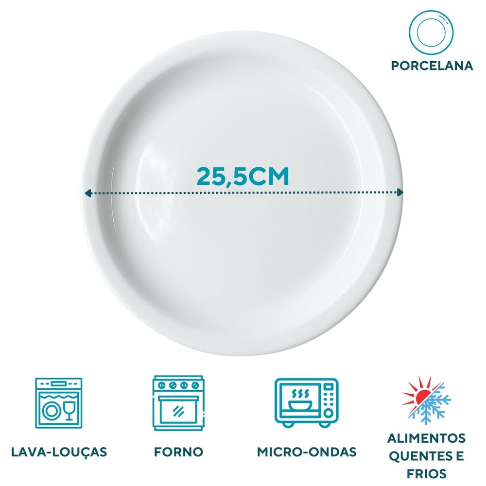 Prato Raso em Porcelana de Segunda Linha ATLAS Pratos Rasos