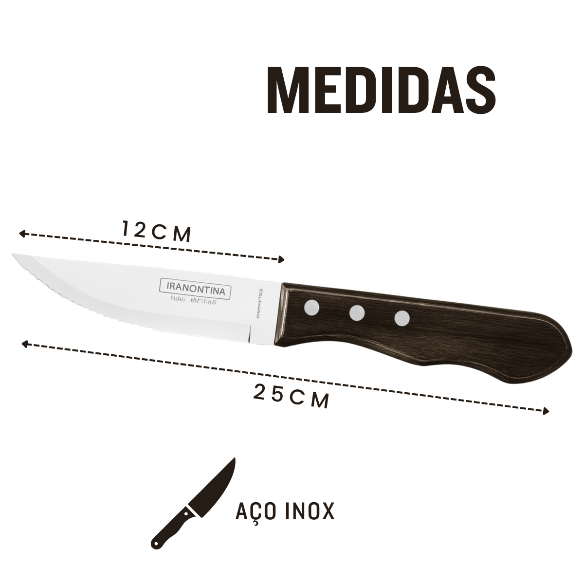 Faca Churrasco Jumbo Tramontina Inox Cabo Madeira Polywood Castanho