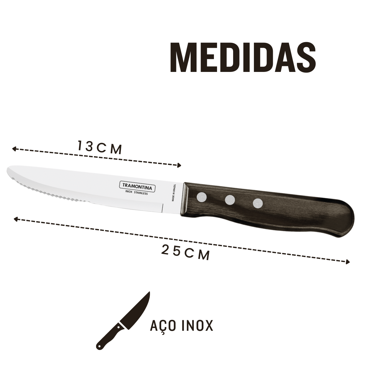 Faca Churrasco Jumbo Tramontina S/Ponta Polywood