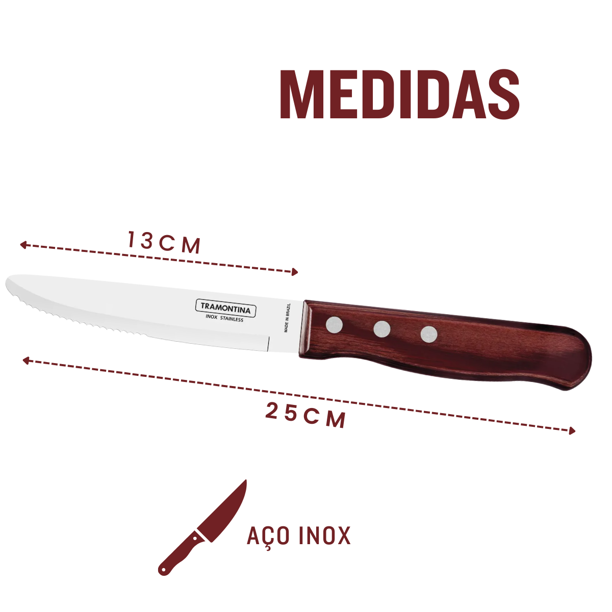 Faca Churrasco Jumbo Tramontina Polywood S/Ponta