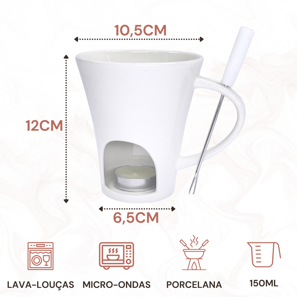 Caneca Fondue com Tabua Coração - A Gourmet
