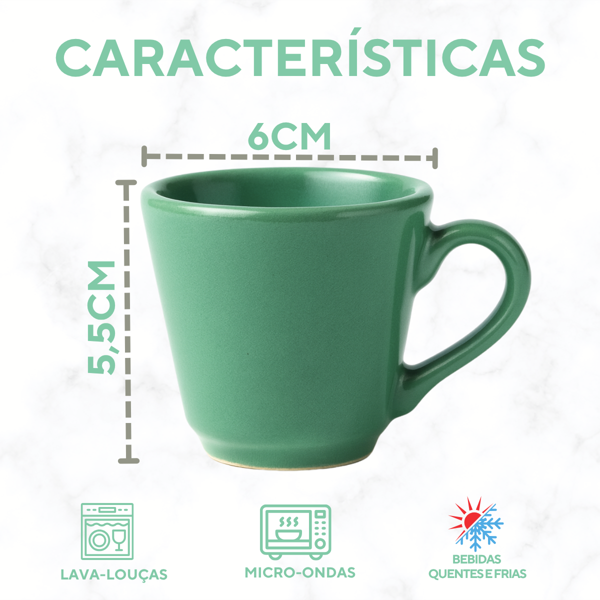 Xicara Café Ceramica Verde 70ml